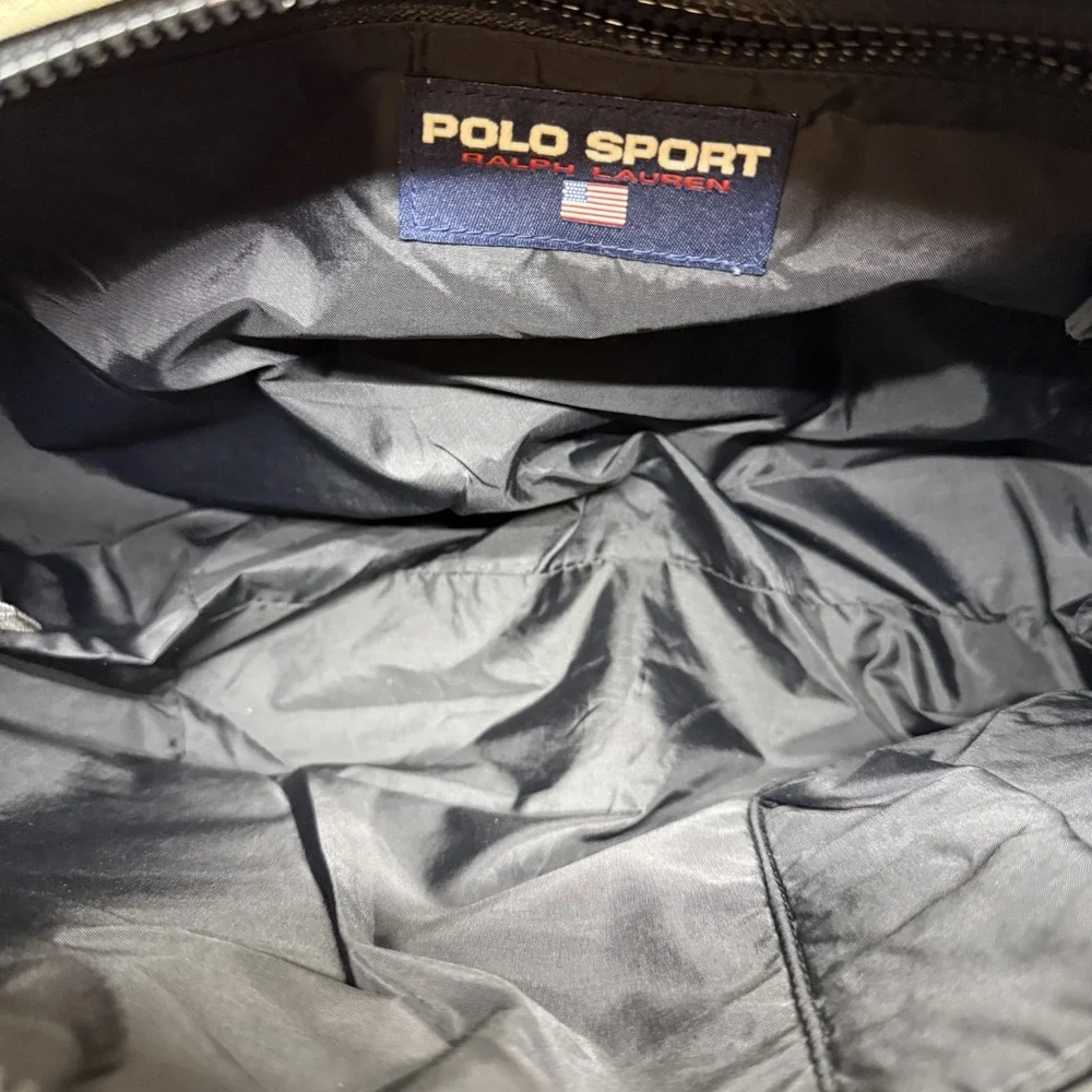 Polo Sport Vintage 90's Medium Zip Tote Gray Signature Script Travel School Bag